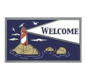 Paillasson Corde Tressée Main Bleu 47 x 23 cm