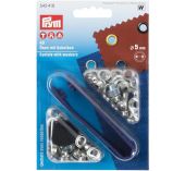 Prym Oeillets en laiton Argent Ø 5 mm Sous blister de 40 Pièces avec outil de montage