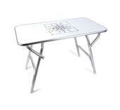 Table de cockpit pliante solide et stylée, équipée d'un revêtement mélamine et avec un décor rose des vents.